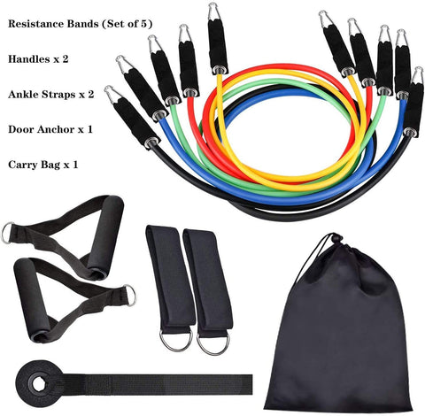 Image of Resistance Bands Set, LT Exercise Bands with Door Anchor, Handles, Waterproof Carry Bag, Legs Ankle Straps for Resistance Training, Physical Therapy, Home Workouts -11pcs